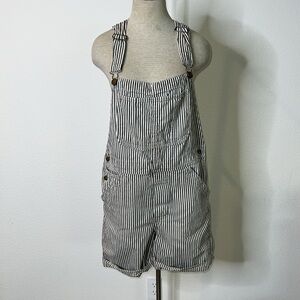 Current/Elliott Railroad Ticking Stripe Denim Shortalls